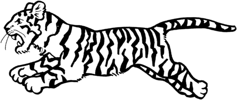 Tiger Jumps Coloring Page